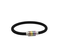 CHCWR NEU 2025 5PCS/LOT schwarzes Stahldrahtarmband Männer Männer Edelstahl Schwulen Stolz Regenbogen Magnitisches Armband Geschenk Pulseira Lesben Dekoration Schmuck Luxus Trendy Beste für Geschenk