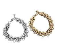 CHCWR Neues 2025 klobiger Edelstahl Schwere Goldene Kette Halskette Armband für Frauen Statement Multiayer wasserdichte Schmuck Set Dekoration Schmuck Luxus mit Ihrem Accessoires Trendy