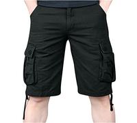 Chdirnely Herren-Cargo-Shorts, Stretch, Cargo-Jogger, Übergröße, Arbeitsshorts für Herren, kurze Hose, lockere Passform, Baumwoll-Shorts mit Taschen, Sommer-Arbeitskleidung, Schwarz , XXL