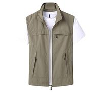 Chdirnely Westen für Herren, Wandern, Radfahren, ärmellos, leicht, winddicht, Wandern, Radfahren, Weste, Reißverschluss, für Arbeit, Büro, Alltag, Frühlingskleidung, khaki, 3XL