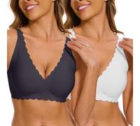 CheChury BH Damen Ohne Bügel mit Tiefem V-Ausschnitt Klassische Nahtloser Bügelloser Bequem Komfort Seamless Tshirt Soft Schlaf Push up mit zusätzlicher BH-Verlängerung