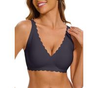 CheChury BH Damen Ohne Bügel mit Tiefem V-Ausschnitt Klassische Nahtloser Bügelloser Bequem Komfort Seamless Tshirt Soft Schlaf Push up mit zusätzlicher BH-Verlängerung