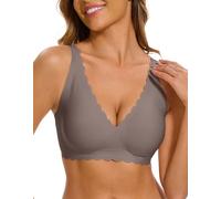 CheChury BH Damen Ohne Bügel mit Tiefem V-Ausschnitt Klassische Nahtloser Bügelloser Bequem Komfort Seamless Tshirt Soft Schlaf Push up mit zusätzlicher BH-Verlängerung