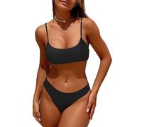 CheChury Bikini Set Damen Bandeau Bikini Bademode Zweiteiliger Tanga Brazilian Bikini Sexy Badeanzug Brazilian Bikini Träger Oberteil Rüschen Bikinihose Beachwear Gepolsterter High Cut Sexy Badeanzug
