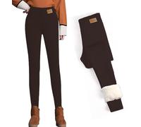 CheChury Damen Warme Hosen Super Dicke Leggings aus Kaschmirwolle Winddichte und Kalte Wärme Winterwarme Frauen Elastische Leggings Hosen Frauen Freizeithose Dicke Gamaschen Thermo Winter,Braun,M