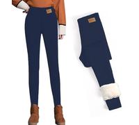 CheChury Damen Warme Hosen Super Dicke Leggings aus Kaschmirwolle Winddichte und Kalte Wärme Winterwarme Frauen Elastische Leggings Hosen Frauen Freizeithose Dicke Gamaschen Thermo Winter,Blau,M
