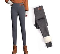 CheChury Damen Warme Hosen Super Dicke Leggings aus Kaschmirwolle Winddichte und Kalte Wärme Winterwarme Frauen Elastische Leggings Hosen Frauen Freizeithose Dicke Gamaschen Thermo Winter,Grau,M