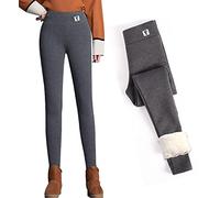 CheChury Damen Warme Hosen Super Dicke Leggings aus Kaschmirwolle Winddichte und Kalte Wärme Winterwarme Frauen Elastische Leggings Hosen Frauen Freizeithose Dicke Gamaschen Thermo Winter,Grau-1,M