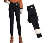 CheChury Damen Warme Hosen Super Dicke Leggings aus Kaschmirwolle Winddichte und Kalte Wärme Winterwarme Frauen Elastische Leggings Hosen Frauen Freizeithose Dicke Gamaschen Thermo Winter,Schwarz-1,L