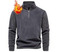 CheChury Fleece Pullover Herren Sweatshirt Half Zip Fleecepullover für Herbst und Winter Langärmliges Oberteil mit aus Verdicktem Fleece Wärme Sport Arbeitspullover Strickjacke Half Zip Winterpullover