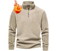 CheChury Fleece Pullover Herren Sweatshirt Half Zip Fleecepullover für Herbst und Winter Langärmliges Oberteil mit aus Verdicktem Fleece Wärme Sport Arbeitspullover Strickjacke Half Zip Winterpullover