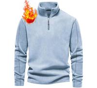 CheChury Fleece Pullover Herren Sweatshirt Half Zip Fleecepullover für Herbst und Winter Langärmliges Oberteil mit aus Verdicktem Fleece Wärme Sport Arbeitspullover Strickjacke Half Zip Winterpullover