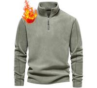 CheChury Fleece Pullover Herren Sweatshirt Half Zip Fleecepullover für Herbst und Winter Langärmliges Oberteil mit aus Verdicktem Fleece Wärme Sport Arbeitspullover Strickjacke Half Zip Winterpullover