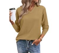 CheChury Pullover Damen Langarmshirts V Ausschnitt Basic Strickpullover Damen Winterpullover Oberteile Frauen Herbst Sweatshirt Casual Lässig Einfarbig Pulli Warm Leichter Oberteile Sweater