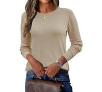 CheChury Pullover Damen Strickpullover Wolle Sweatshir Basic Langarmshirt Feinstrick Rundhals Leicht Gestrickte Pulli Dünn Herbst Winter Sweater Warm Winterpullover Strick Pullis Strickwaren Tops