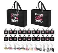 Cheerleader Geschenke Cheer Bag Reißverschluss Tragbare Cheer Make-up Tasche PVC Schlüsselanhänger Cheerleader Bulk Cheerleading Geschenke Cheer Schlüsselanhänger für Frauen Mädchen Cheerleader