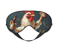 Chef Huhn mit Bierflaschen Schlafmaske, Augenmasken zum Schlafen, doppelseitig, Schlafmasken für Damen und Herren, Verdunkelungs-Augenabdeckungen zum Schlafen, Reisen