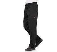 Chef Works Unisex Classic Fit Cargo Kochhose Schwarz, Größe: S / Small, Bundweite: 30 - 32 Zoll, Schrittlänge: 32 Zoll, Elastischer Bund | B222-S