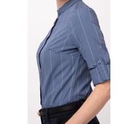 Chef Works® VOCE Damenbluse gestreift der Contemporary Collection Artikel SFB03W Blau Größe S - S blau Polyester SFB03W-BLU-S