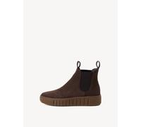 Chelseaboots TAMARIS, Damen, Gr. 39, mokka, Elastischer Einsatz, Nubukleder, unifarben, Schuhe Chelseaboots, Plateaus, Herbstboots mit zwei Anziehlaschen (16083006-39) mokka