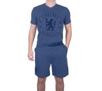 Chelsea FC - Herren Schlafanzug-Shorty - Offizielles Merchandise - Blau meliert - XL