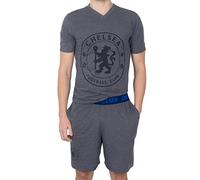 Chelsea FC - Herren Schlafanzug-Shorty - Offizielles Merchandise - Geschenk für Fußballfans - Grau - S