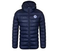 Chelsea FC - Herren Winter-Steppjacke mit Kapuze - Offizielles Merchandise - Geschenk für Fußballfans - Dunkelblau - XXL