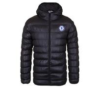 Chelsea FC - Herren Winter-Steppjacke mit Kapuze - Offizielles Merchandise - Geschenk für Fußballfans - Schwarz - XL