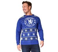 Chelsea FC Weihnachtspullover Herren & Teenager mit Rundhalsausschnitt - Fußball Geschenke für Männer (Blau, XL)