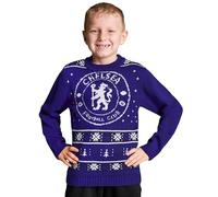 Chelsea FC Weihnachtspullover Kinder Jungen mit Rundhalsausschnitt - Fußball Geschenke für Jungs (Blau, 9-10 Jahre)