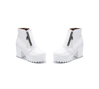 Chelsea Kurzschaft Stiefel Mit Reißverschluss Für Frauen Gothic Plateau-Stiefeletten,Weiß,37 EU