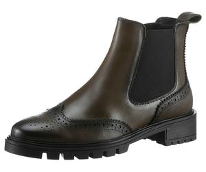 Chelseaboots ARA "TULSA", Damen, Gr. 4,5 (37,5), grün (khaki), Elastischer Einsatz, Glattleder, Lyralochung, Schuhe Chelseaboots, Stiefelette, Schlupfboots mit Lyralochung, G-Weite (weit) (74898733-4,
