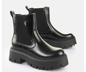 Chelseaboots BUFFALO "ASPEN", Damen, Gr. 39, schwarz, Lederimitat, Schuhe Chelseaboots, Stiefelette, Schlupfboots, Plateauboots, Profilsohle mit Stretch (46119216-39) schwarz