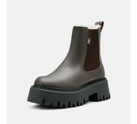 Chelseaboots BUFFALO "ASPEN", Damen, Gr. 41, braun, Lederimitat, Schuhe Chelseaboots, Stiefelette, Plateauboots mit Stretcheinsatz (52428967-41) braun