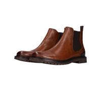 Chelseaboots BUGATTI, Herren, Gr. 40, cognac, Lederimitat, Schuhe Chelseaboots, Stiefelette mit Stretcheinsatz und Anziehlasche - schmale Form (57129745-40) cognac