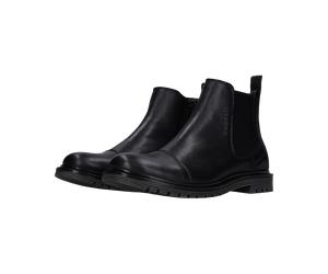 Chelseaboots BUGATTI, Herren, Gr. 44, schwarz, Lederimitat, Schuhe Chelseaboots, Stiefelette mit Stretcheinsatz und Anziehlasche - schmale Form (69741655-44) schwarz