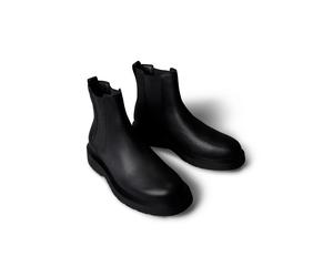 Chelseaboots CALVIN KLEIN JEANS "COMBAT ESS CHELSEA BOOT LTH", Herren, Gr. 41, schwarz, Elastischer Einsatz, Leder, unifarben, Schuhe Chelseaboots, Klassik-Stiefelette, Schlupfboots mit Stretcheinsätz
