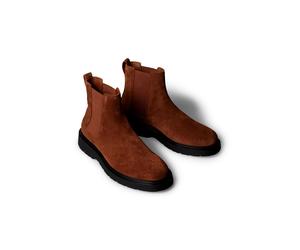 Chelseaboots CALVIN KLEIN JEANS "COMBAT ESS CHELSEA BOOT SU", Herren, Gr. 44, braun, Elastischer Einsatz, Veloursleder, unifarben, Schuhe Chelseaboots, Stiefelette, Schlupfboots, Profilsohle, mit Anzi