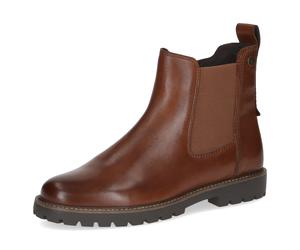 Chelseaboots CAPRICE, Damen, Gr. 39, cognac, Leder, Textil, Schuhe Chelseaboots, Blockabsatz, Businessschuh in Used Optik (25020056-39) cognac