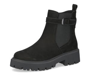Chelseaboots CAPRICE, Damen, Gr. 42, schwarz, Leder, Textil, Schuhe Chelseaboots, Blockabsatz, Stiefelette mit Zierriemchen (61684236-42) schwarz