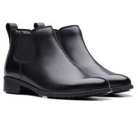 Chelseaboots CLARKS "Havisham Top", Damen, Gr. 38, schwarz, Leder, unifarben, Schuhe Chelseaboots, Stiefelette mit Wechselfußbett (47966431-38) schwarz