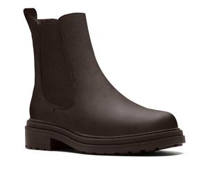 Chelseaboots CLARKS "Orinoco 3 Top", Damen, Gr. 36, dunkelbraun, Leder, Schuhe Chelseaboots, Boots, Stiefelette mit Stretcheinsatz (79639418-36)