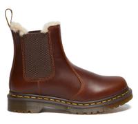 Chelseaboots DR. MARTENS "Leonore", Damen, Gr. 42, Warmfutter, braun (cognac), Elastischer Einsatz, Leder, unifarben, Schuhe Chelseaboots, Chunky Boots, Plateau Schuh, Boots mit Warmfutter (60590029-4