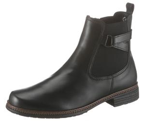 Chelseaboots GABOR, Damen, Gr. 37, schwarz, Elastischer Einsatz, Kalbsleder, unifarben, Schuhe Chelseaboots, Blockabsatz, Stiefelette, Businessmode mit Stretcheinsatz (84330437-37) schwarz