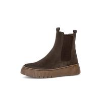Chelseaboots GABOR, Damen, Gr. 38, braun (mocca), Elastischer Einsatz, Veloursleder, unifarben, Schuhe Chelseaboots, Plateau, Stiefelette mit zwei Anziehlaschen (38001846-38) mocca