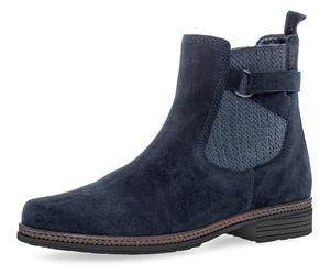 Chelseaboots GABOR, Damen, Gr. 40, blau (nachtblau), Elastischer Einsatz, Veloursleder, Schuhe Chelseaboots, Blockabsatz, Stiefelette, Businesschuh mit Zierriegel (49565314-40) nachtblau