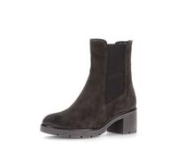 Chelseaboots GABOR, Damen, Gr. 40, grau (mocca used), Lackleder, Veloursleder, unifarben, Schuhe Chelseaboots, Blockabstz, Stiefelette in Komfortweite H (= sehr weit) (95592864-40) mocca used