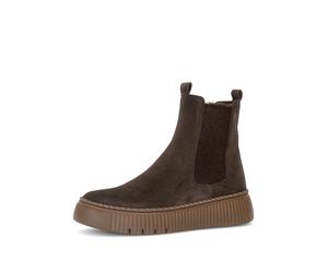 Chelseaboots GABOR, Damen, Gr. 42, braun (mocca), Elastischer Einsatz, Veloursleder, unifarben, Schuhe Chelseaboots, Plateau, Stiefelette mit zwei Anziehlaschen (38001846-42) mocca
