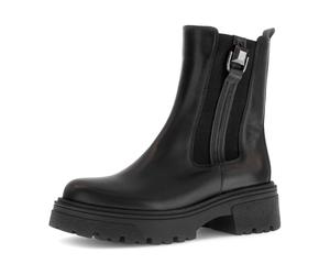 Chelseaboots GABOR, Damen, Gr. 42, schwarz, Kalbsleder, unifarben, Schuhe Chelseaboots, Blockabsatz, Bikerboots in runder Form (11574316-42) schwarz