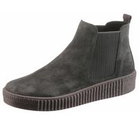 Chelseaboots GABOR, Damen, Gr. 44, Textil, grau (dunkelgrau), Veloursleder, unifarben, Schuhe Chelseaboots, Plateau, Stiefelette, Schlupfschuh mit dezenten Kontrastnähten (559035-44) dunkelgrau